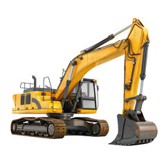 Heavy yellow excavator working on construction site during daylight hours for earthmoving tasks