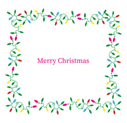 Merry Christmas Lights Frame Vector Illustration