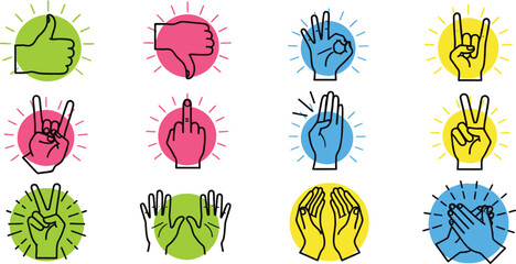 Hand gestures vector illustration set communication language