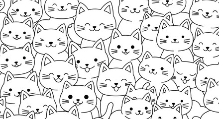 Cute cats seamless pattern vector illustration for background