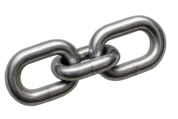 Obraz premium Close-up of two interlocking metal chain links on a transparent background, representing concepts of strength, security, and connection