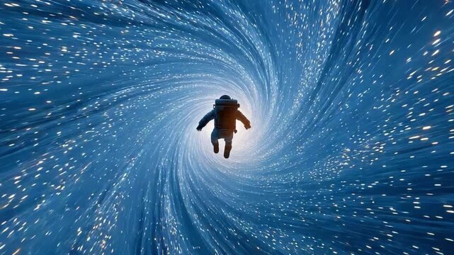 Astronaut Navigating a Cosmic Vortex: An astronaut fearlessly navigates a swirling cosmic vortex of stars, evoking themes of exploration, discovery, and the unknown. 