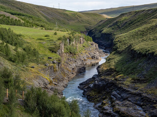 canyon Studlagil  and river in Iceland