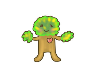 Cute Tree Character, Eco Friendly Nature Mascot Illustration