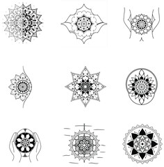 A set of decorative ornamental elements with a vector silhouette design
