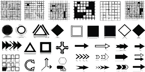 Abstract pattern black and white grid structure with artistic rendering and shadows