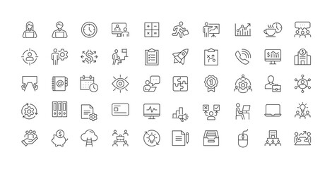 Business outline icons, management, employees, cooperation, meeting, Editable stroke. community, social, friendship, people, growth, trade, relationships, diversity, support, Vector illustration.