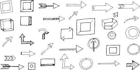 Distorted Black and White Arrow Illustrations for Creative Design and Graphic Resources