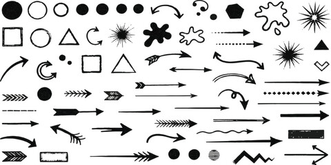 Hand Drawn Arrow Set Black and White Illustration Graphic Resources Concept
