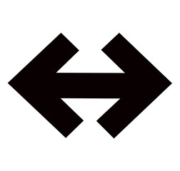 black two way arrow pointing opposite direction isolated on white background