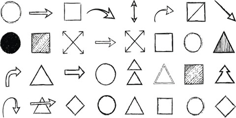 Hand drawn curved down arrow black grunge style pointing direction