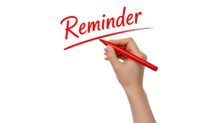 Hand-Drawn Red “Reminder” Word – Sketch Typography Isolated on Transparent Background