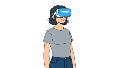 Person using Virtual Reality Headset Illustration of Immersive Digital Experience