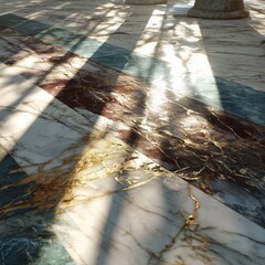 Photo of marble floor pattern with natural light diffused sun
