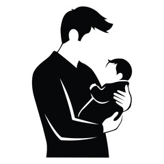 Creative design vector art of father holding his baby in his arms, , symbolizing love and family bond