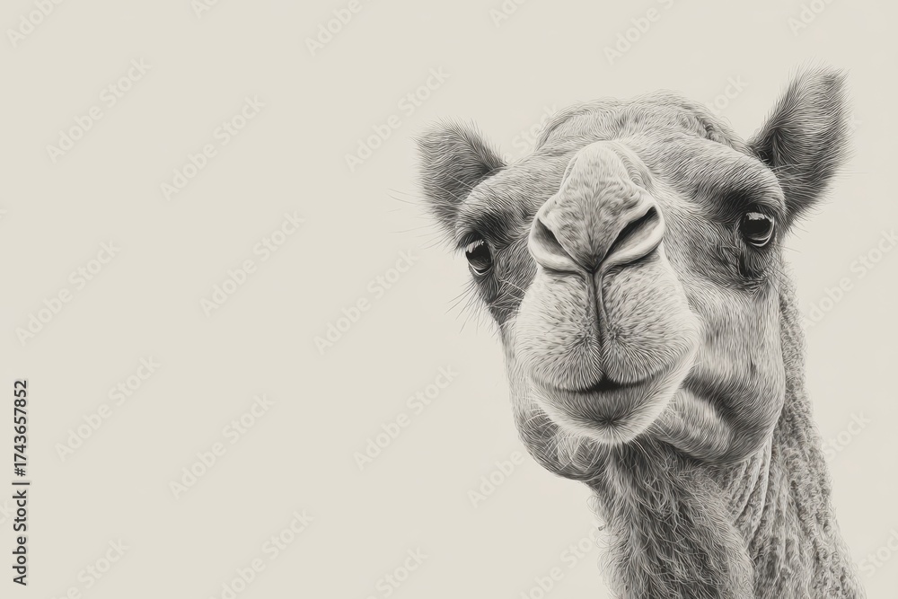 Wall mural portrait of a charming camel looking directly at the viewer