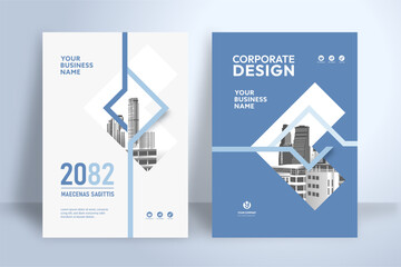 Business Report Cover Template – Blue Geometric Layout (A4)