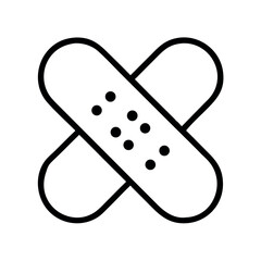 Simple line art icon of two bandages crossed together forming an x shape
