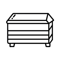 Simple outline illustration of a traditional wooden beehive with a sloped roof