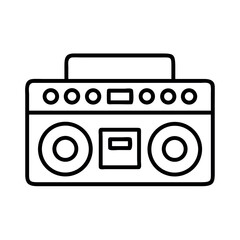 Retro boombox icon line art illustration of a vintage portable music player