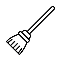 Simple hand drawn outline of a broomstick with bristles for cleaning and sweeping
