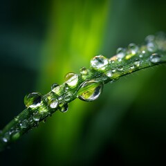 Photo of macro of dew on grass blade studio lighting ultra-de