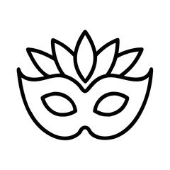 Simple outline drawing of a decorative venetian masquerade mask with petal like embellishments