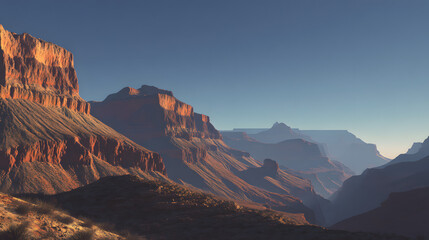 Desert canyon with deep shadows sunrise minimalist