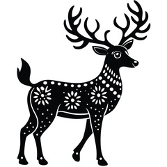 Silhouette of a deer with floral pattern