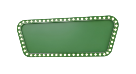 Retro Green Marquee Sign with Glowing Light Bulbs on White Background - Vintage Blank Template for Advertising, Events, or Promotions