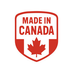 Canada maple leaf badge label made in canada design. Canadian maple leaf emblem seal product made in canada stamp.