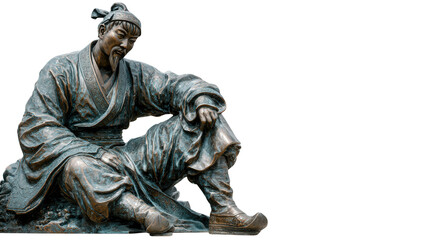 Fototapeta premium Han bronze statue man background isolated on a Transparent background, PNG file.