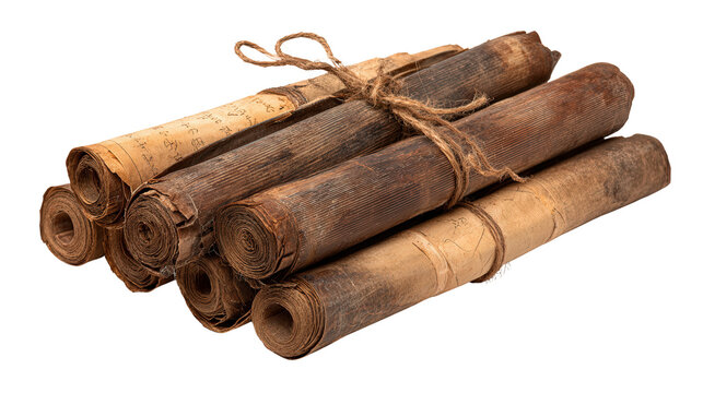 Han dynasty bamboo slips background isolated on a Transparent background, PNG file.