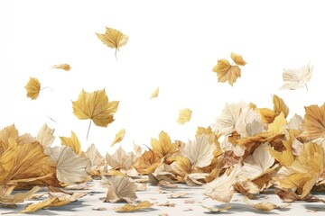 Fototapeta premium Autumn leaves falling gracefully.