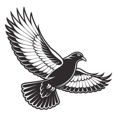 Dove in flight with wings spread