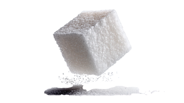 Floating sugar cube background isolated on a Transparent background, PNG file.