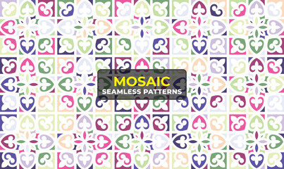 Colorful Islamic Geometric Mosaic Pattern with Ornamental Arabic Design