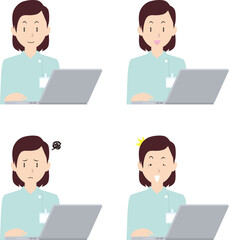 ノートPCと女性看護師①