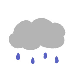 天気予報の雨の手描きイラストアイコン。シンプルな落描きのスタンプ素材。Doodle Sticker Decorations