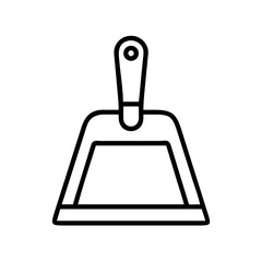 Simple line art icon of a dustpan for cleaning and tidying up household debris