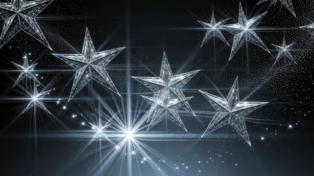 Elegant stars twinkle and shine, creating a magical atmosphere perfect for holiday promotions or celestial events with a modern, festive feel