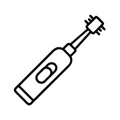 Simple line drawing of an electric toothbrush with a button and bristles
