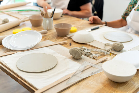 Creating ceramics during an engaging pottery workshop