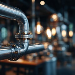Photo of industrial pipes and machinery detail studio lightin