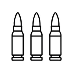 Three stylized line art bullets arranged in a row on a white background