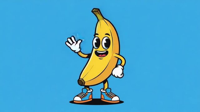 friendly cartoon banana character waving