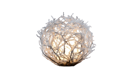 Frosted pine branch orb lamp background isolated on a Transparent background, PNG file.