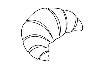 Croissant breakfast continuous one line drawing minimalist style isolate outline vector illustration

