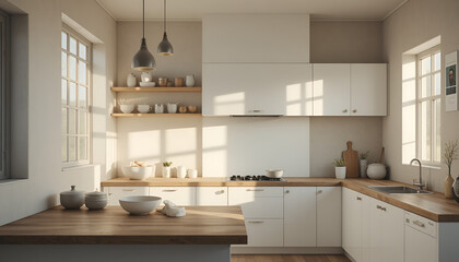Minimal Kitchen in Soft Warm Light