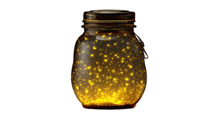 Glowing firefly jar background isolated on a Transparent background, PNG file.